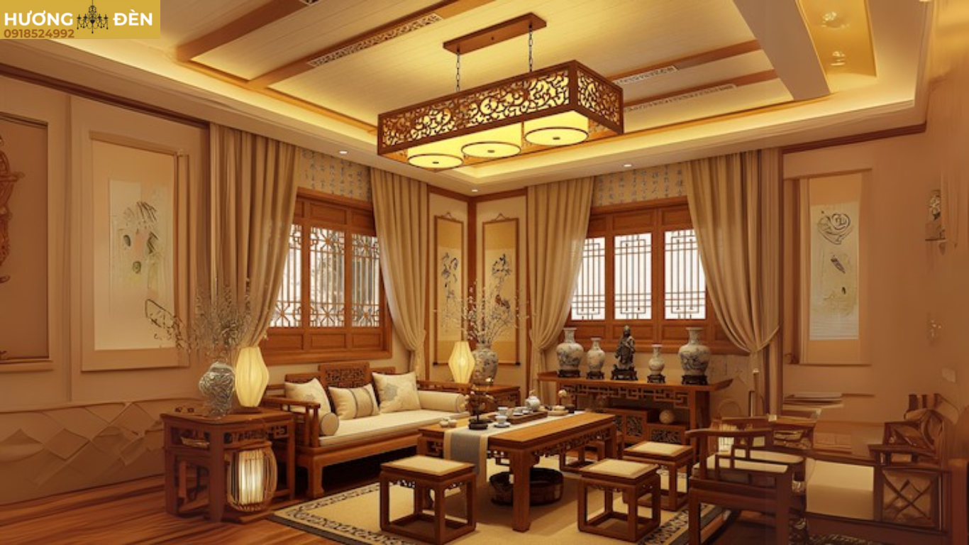 Đèn thả gỗ nhà hàng