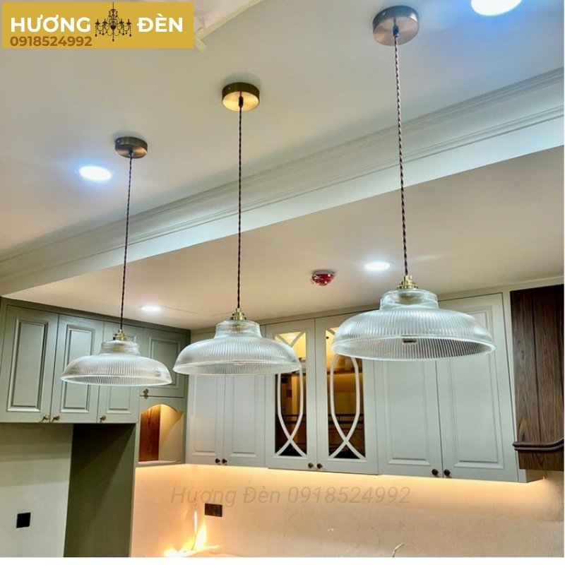 Đèn thả thủy tinh đế đồng trang trí phòng ăn TT58 chính hãng