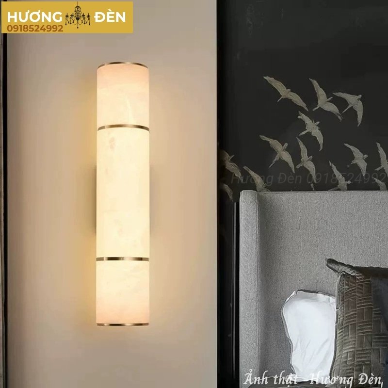 Đèn gắn tường đồng- bằng đá ống tròn cao cấp VD8007