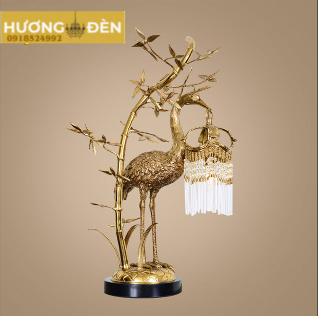Đèn Bàn Hạc Cầm Đồng Pha Lê ĐB70