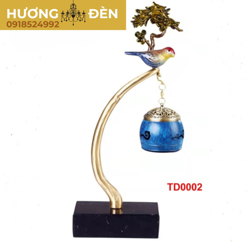 Lư Đồng Xông Trầm Treo Vàng Anh