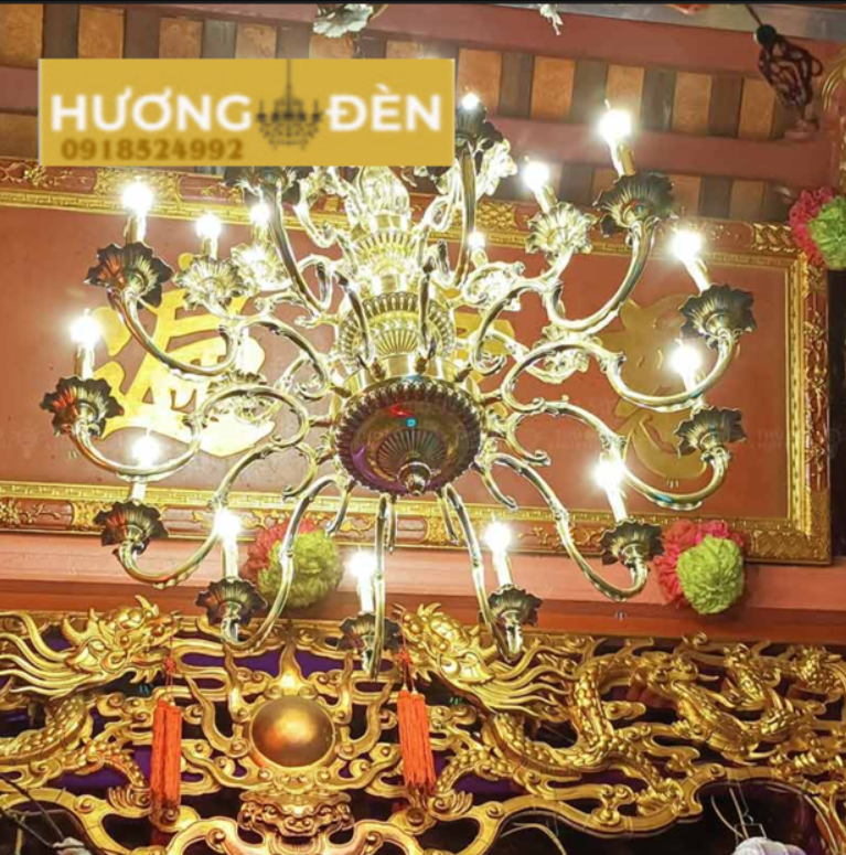 Đèn chùm nến đồng CĐ14