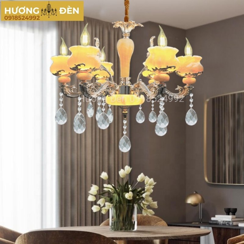 Đèn Chùm Chao đá cao cấp Ø700*H500, E14*6