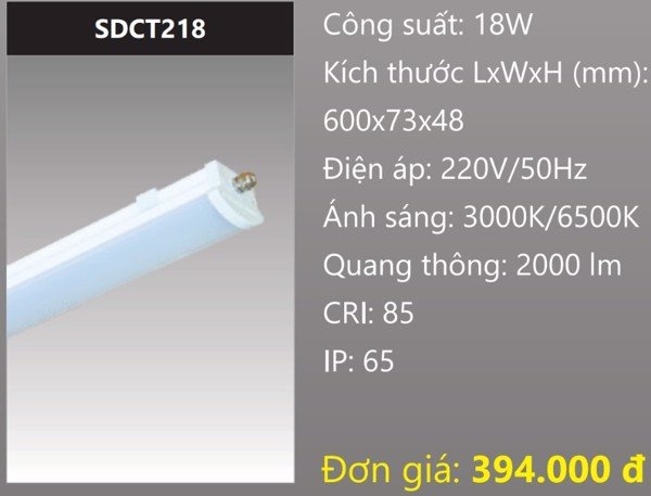 ĐÈN LED CHỐNG THẤM 18W DUHAL SDCT218 ( DÀI 6 TẤC - 0.6 MÉT)