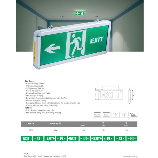 ĐÈN EXIT THOÁT HIỂM LED 2W DUHAL LSM